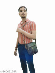 Man Small Shoulder Bag with Zipper