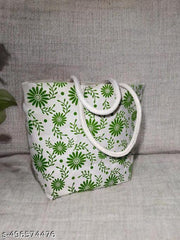 Green Flower Design Canvas Bag