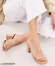 Transparent Solid medium heel For Women