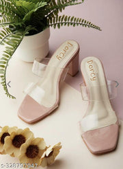 Transparent Solid medium heel For Women