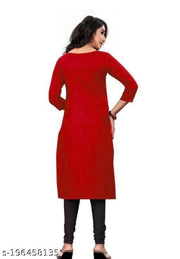 Cool&Classy Boat Neck Fornt Button Rayon Kurta(Red)