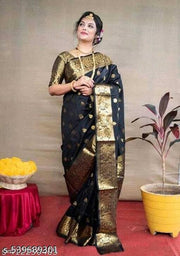 NF Staggering Banarasi Silk Saree With Smashing Blouse Piece..