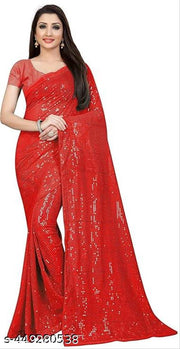 Line Sequin Work Embroidered Bollywood Saree