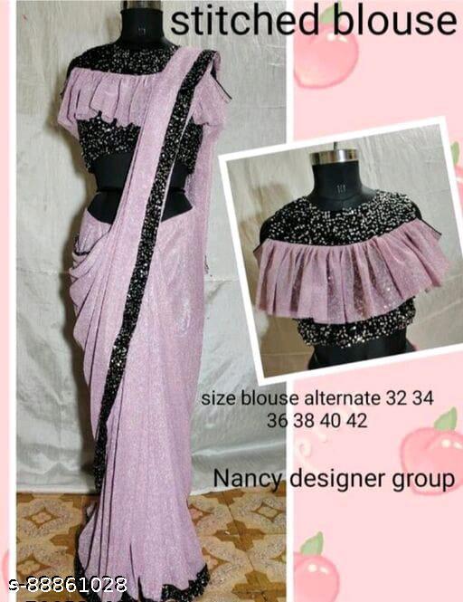 Lycra Saree Set with Stitched Blouse | Free Size (38–42)