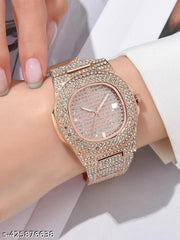 M3 trader rose gold Ladies Watch Rhinestone Decor Date Quartz Watch Holiday Luxury Rhinestone-Encrusted Silver Women Watch Made Of Zinc Alloy A Gift For Friends
