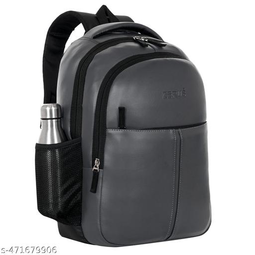ZERUS Grey Flexi-Pro PU Leather Backpack Stylish 35L School Bag Backpack For men & Women