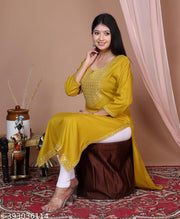 Women Embroidered Straight Kurta