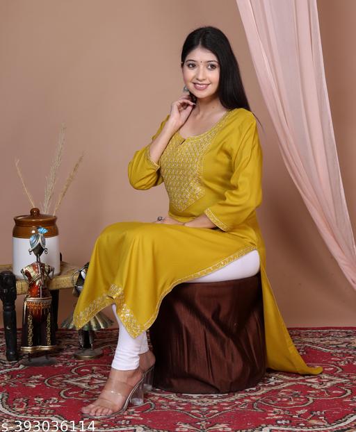 Women Embroidered Straight Kurta