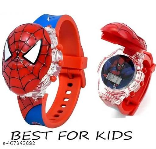 Digital Watch A1 QUALITY - For Boys & Girls 3D Action Figure, CARTOON CHARECTOR Hello Kitty, SPIDER MAN, DORAEMON Face Based Toy Design Digital Glowing Watch with Disco Music and Blinking Lights for Kids | for Boys &Girls- Good Birthday gift