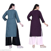 Casual Women's Low Price Plain Kurta For Daily Use ( Combo Of 2)