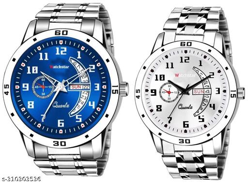 Stainless Steel Strap Day Date Analog Watch For Men