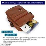 Leather Sling Cross Body Travel Bag for Men (Black)