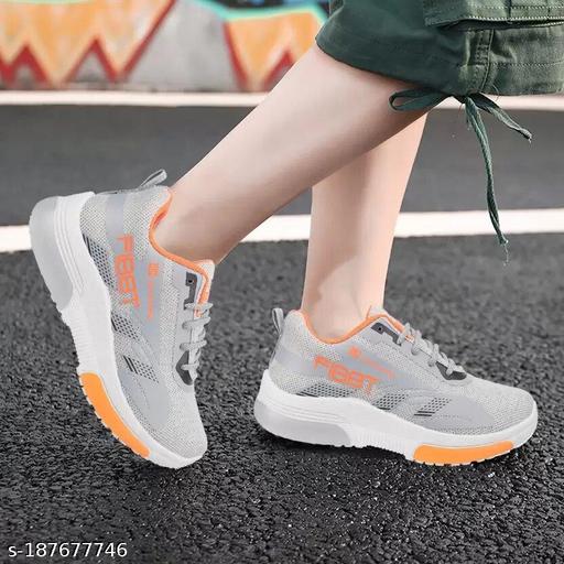 FITLER-Stylish Comfortable Sports Sneakers Running Shoes Running Shoes For Boys AND Girl (Grey)