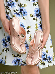 Shoetopia Ethnic Rose-Gold Wedges For Women & Girls