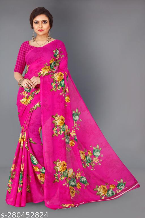 PARTH CREATION Daily Wear Bollywood Style Printed Saree For Women with Unstitch Blouse Piece