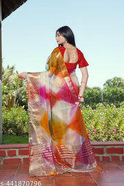 NEW FANCY ORGANZA SAREE  MULTY COLOUR SAREE