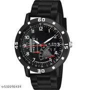 Miss perfect Cu Meter Dial Bumpper Pu Black Belt Men and Boy Watch