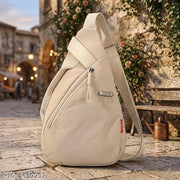 Premium Beige Unisex Sling Bag | Waterproof Lightweight Crossbody Travel Chest Bag with Breathable Mesh Back