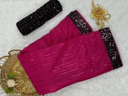 Designer Sequence Work Saree with Matching Heavy Sequence Blouse, Glamorous Party Wear Saree for Women, Sangeet and Wedding Functions
