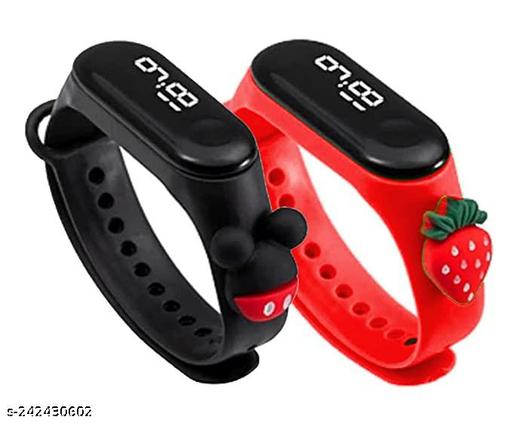 Combo-Oled Kidz Wrist Fashion Gear Digital Children Watch (Black Dial Multi Colored Strap)