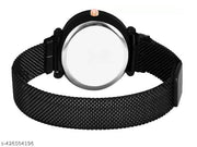 New Magnetic Strap Black Dial Analog Wrist Watch for Women's and Gilr's