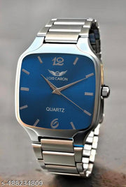 Elegant Silver Square Analog Quartz Wrist Watch for Men and Boys - Stylish and Timeless Design for Every Occasion (Pack of 1)