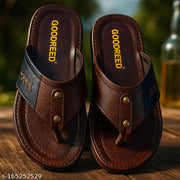 Goodreed Men's Brown Leather Thong Flip Flops Casual Slippers