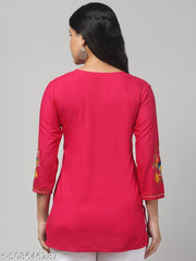 Timorous Fashion  Women Embroidered, Embellished Viscose Rayon Straight Kurtis For Women's And Girl's