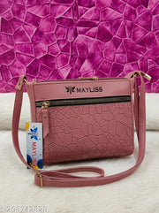 Attractive women Peach PU sling bags/Small Sling bags/Premium PU leather sling bags for women/Full handwork bag/Party wear and wedding bag for women