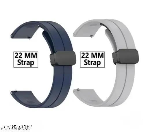 NEW DESIGN MAGNETIC BUCKLE STRAP . 22 MM SILICON STRAP FOR SMART WATCH. SMART WATCH STRAP COMBO PACK OF 2. STYLISH STRAP FOR WATCH