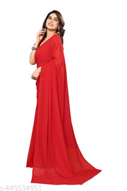 Festive wear Plain Solid  georgette saree with blouse piece