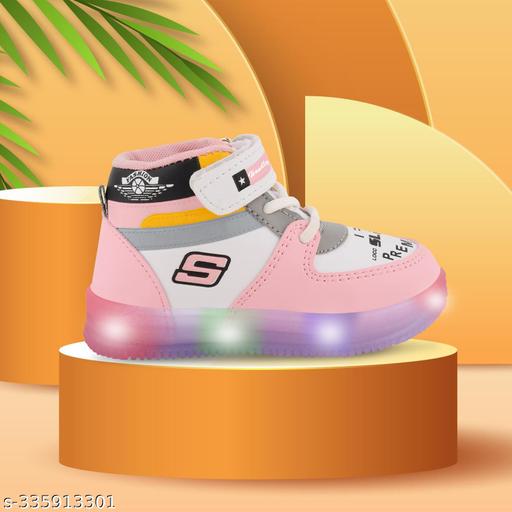 Handly Collection Kids Led Shoes, Casual Led Velcro Shoes, Light weight Shoes, Outdoor Sports Shoes for Little Tiny Kid GlowT101Pink#/-