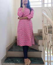 Elegant and Stylish Pink Kurta with White Floral Patterns for Casual and Semi-Formal Occasions