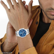 Day & Date Function Watch With Stainless Steel Chain Analog Watch - For Men