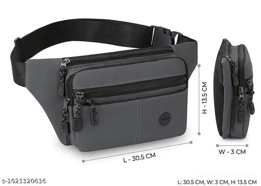 Men’s PU Leather Crossbody Sling Bag with Large Capacity, Adjustable Belt & Zipper Closure for Daily Use, Hiking & Outdoor Activities