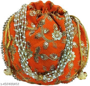 Traditional Silk Potli Purse with Floral Embroidery | Bridal, Party & Festive Handbag pack of 2