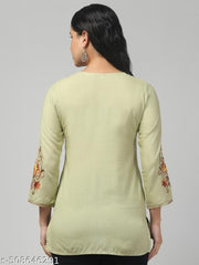 Timorous Fashion  Women Embroidered, Embellished Viscose Rayon Straight Kurtis For Women's And Girl's