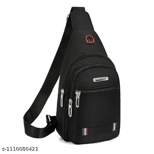 Waterproof Oxford Cloth Messenger Bag Sling Bag for Men & Women, Crossbody Shoulder Chest Bag, Small Anti-Theft Travel Personal Pocket Bag, Casual Backpack – Black