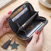 SYGA Wallet For Women's Short Cute  Zipper Leather Mini Purse Card/Coin/Cash/Key Holder(Dark Grey)