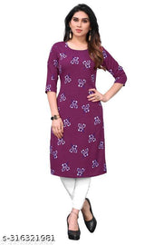 Polyster/Crepe fabric-Women Printed Straight Kurti