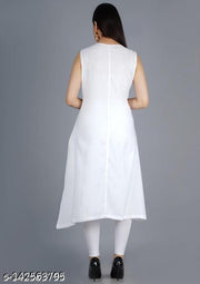 Rayon Straight White Kurti For Women/Girls