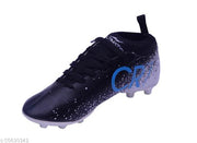 Black Solid Football Shoes For Men
