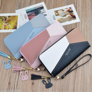 Ladies Purse Wallet PU Leather Long Women Wallet Card Holder Organiser Wallet Wristlet Clutch Wallet with Zipper Pocket Coin Purse Phone Wallet with Tassel and Pendant Blue