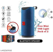 DJ-113 Bluetooth Portable Stereo Speaker with Rich Bass | Loud Sound | Built-in Mic for All Smartphone Device (Assorted Colour) with Free 2 Mini USB Light