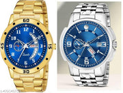 Day n Date Men Stylish Analog Latest Watches Combo - Set of 2 - GOLD-4-AND-SLV-13