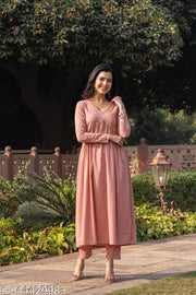 Solanki gathered dress/kurta - Pink