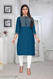 rayon kurti embroidered