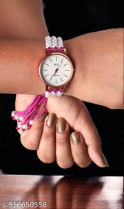 White Bead Bracelet Type Watch for women