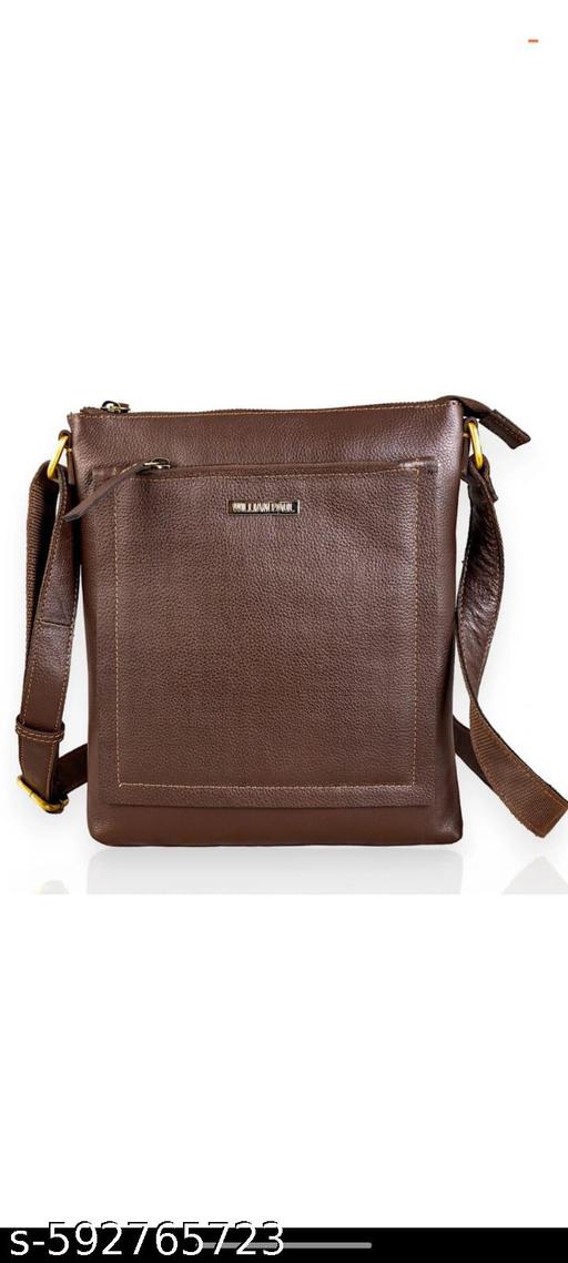 Elegant and Durable Unisex Brown Leather Crossbody Bag with Adjustable Strap, Multiple Pockets and Stylish Metal Detailing | Perfect for Daily Commute, Office, Travel, Shopping and Weekend Outings