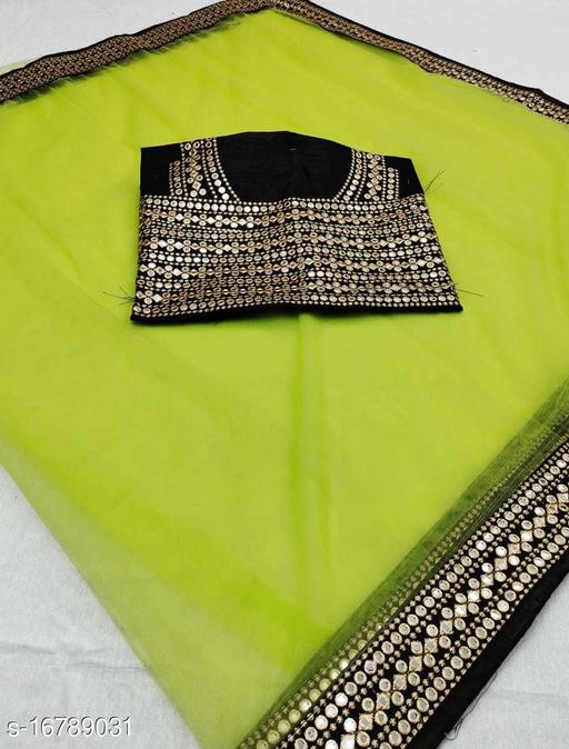 mirror lace net embroidery work saree